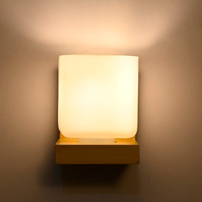 Modern Wall Lamp Uplighter for Living Room & Bedroom - Wooden Finish - E27 Bulb - Easy Installation