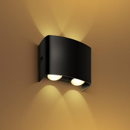 LED Wall Light Up & Down Waterproof Black Aluminium 4W 2700K