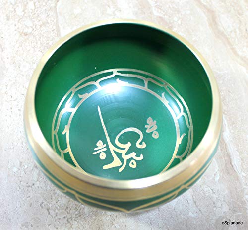 Singing Bowl - Tibetan Meditation Bowl - Metal Alloy - Green - 5 Inch Diameter