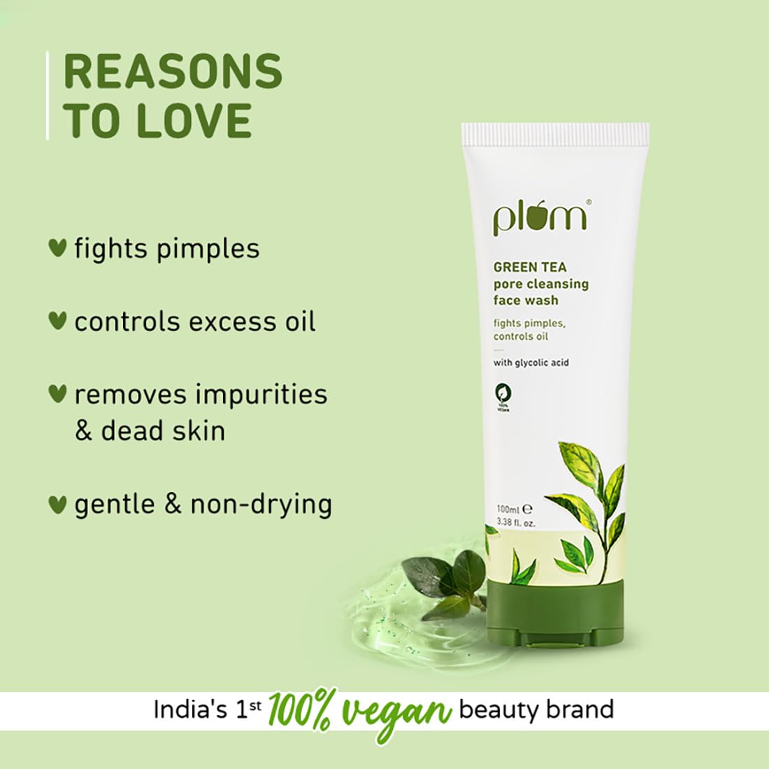 Gentle Green Tea Face Wash for Oily & Acne-Prone Skin - 100ml
