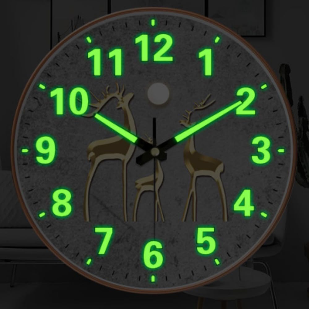 Silent 12-Inch Wall Clock with Glow in the Dark Numbers - Battery Operated, Non-Ticking, Modern Design