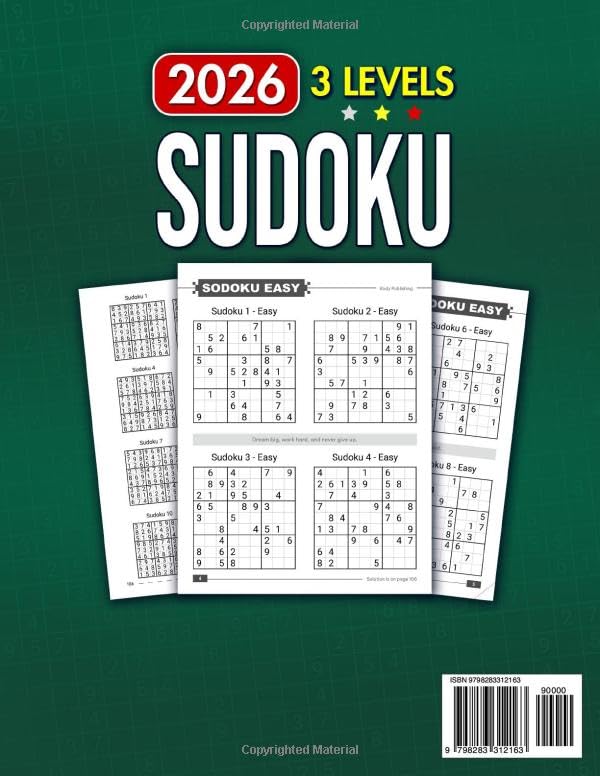 Sudoku Book for Adults and Seniors with 3 Levels of Difficulty: 402 Puzzles & Solutions, Easy to Hard (The Perfect Gift for Puzzle Lovers) (Gifts for Men & Women) 