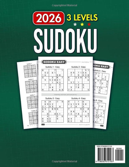 Sudoku Book for Adults and Seniors with 3 Levels of Difficulty: 402 Puzzles & Solutions, Easy to Hard (The Perfect Gift for Puzzle Lovers) (Gifts for Men & Women) 