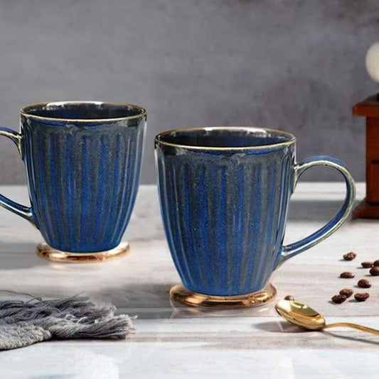 Coffee Mug Set of 2 Ceramic Mugs - Microwave Safe - Handmade - Good Grip