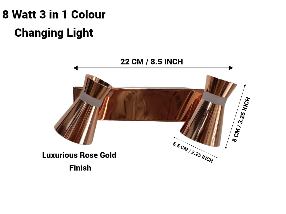 Wall Light with Adjustable Head and Colour Changing Function - Rose Gold Finish