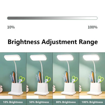 LED Desk Lamp with Touch Sensor & Pen Holder - Adjustable Neck, 3 Color Modes, USB Rechargeable