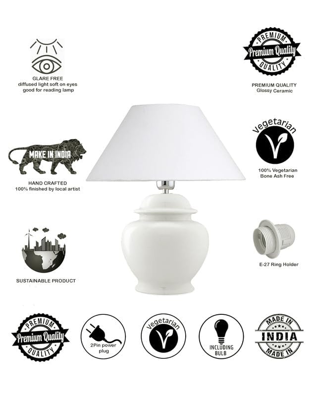 Table Lamp Modern Minimalist White Ceramic 33x33x40cm