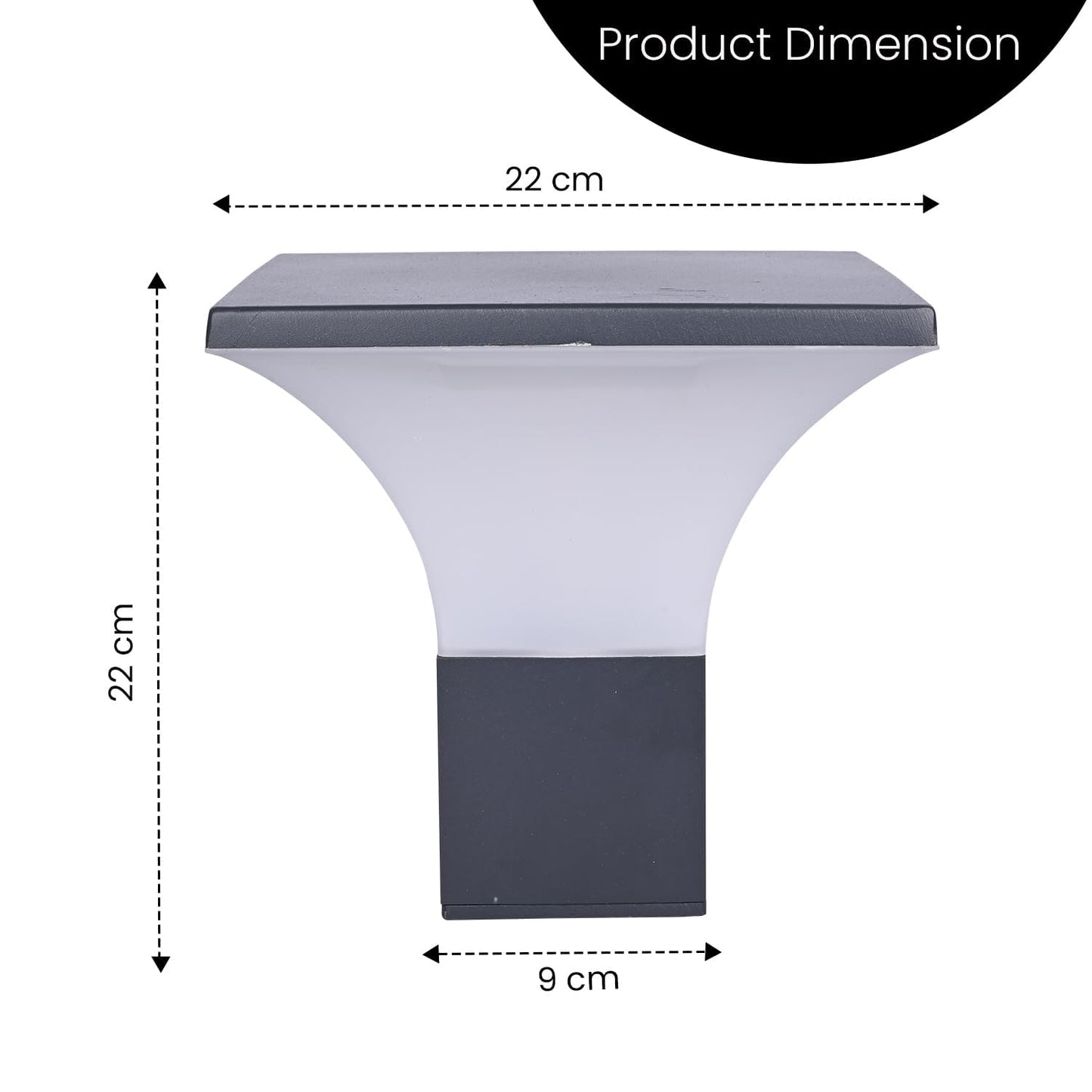 LED Outdoor Gate Light 12W Warm White Aluminium 9-Inch Waterproof Pillar Lamp