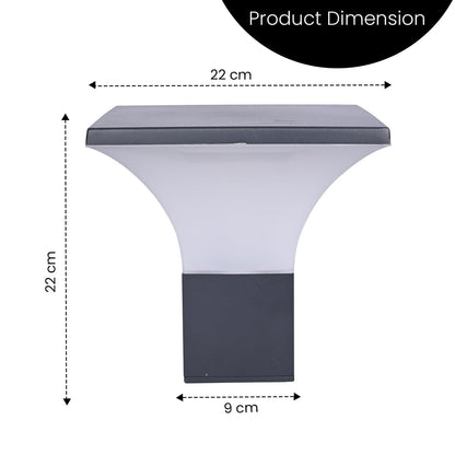 LED Outdoor Gate Light 12W Warm White Aluminium 9-Inch Waterproof Pillar Lamp