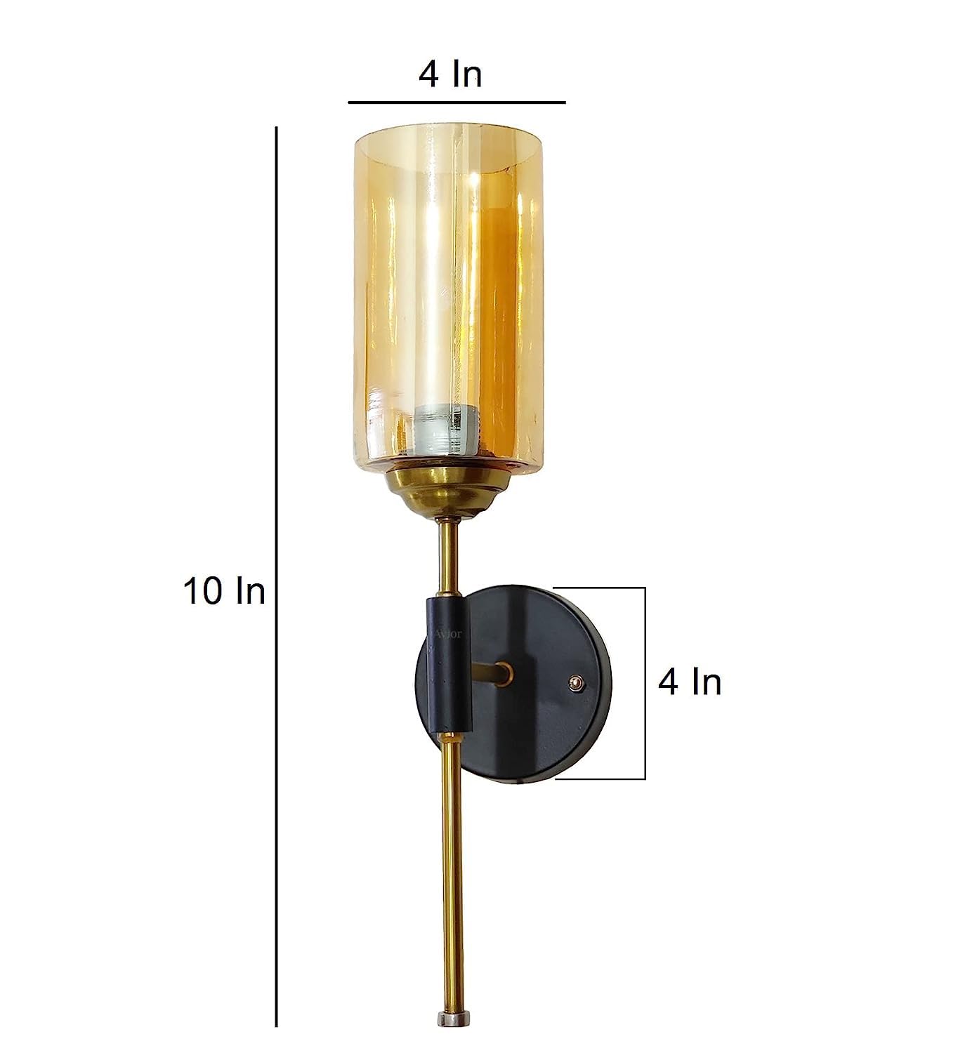 Wall Lamp Set of 2 - Modern Classic Design - Metal & Glass - Gold and Black Finish - E-27 Bulb - Ideal for Living Room, Bedroom