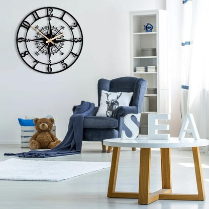 Metal Analog Wall Clock 40cm Matte Black with Classic Numerals