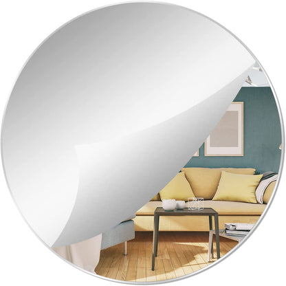 Round Wall Mirror - Unframed Acrylic - 8 Inch Diameter - Silver Finish
