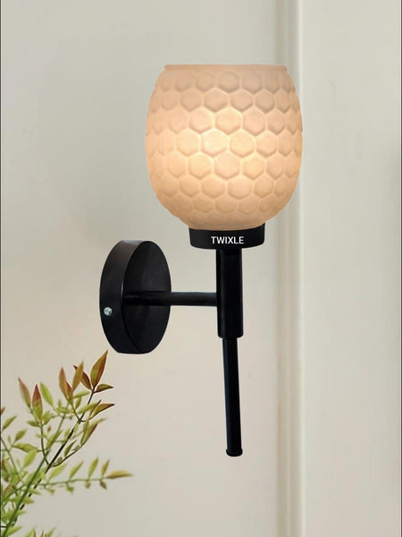LED Wall Light Honeycomb Design Black and Glass 20 cm Height
