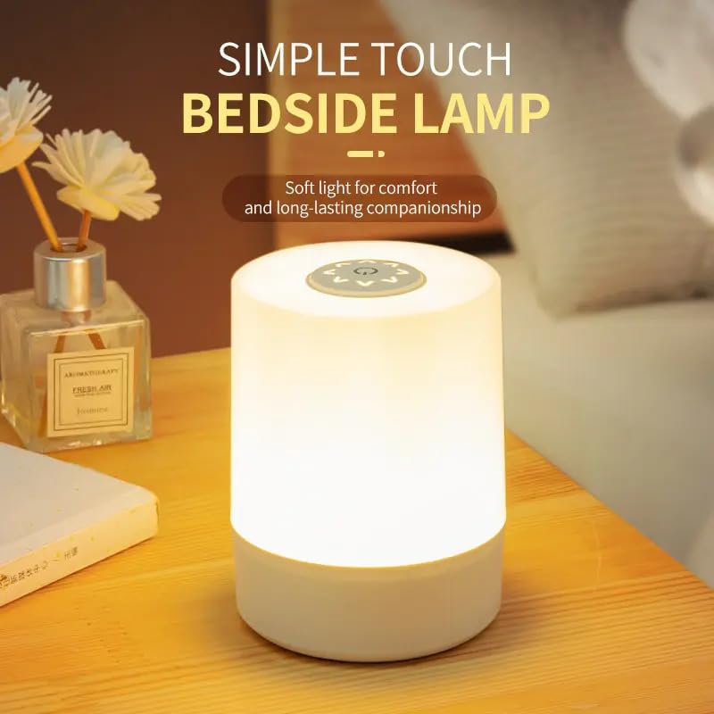 Touch Control LED Table Lamp - USB Rechargeable - White - Modern Design