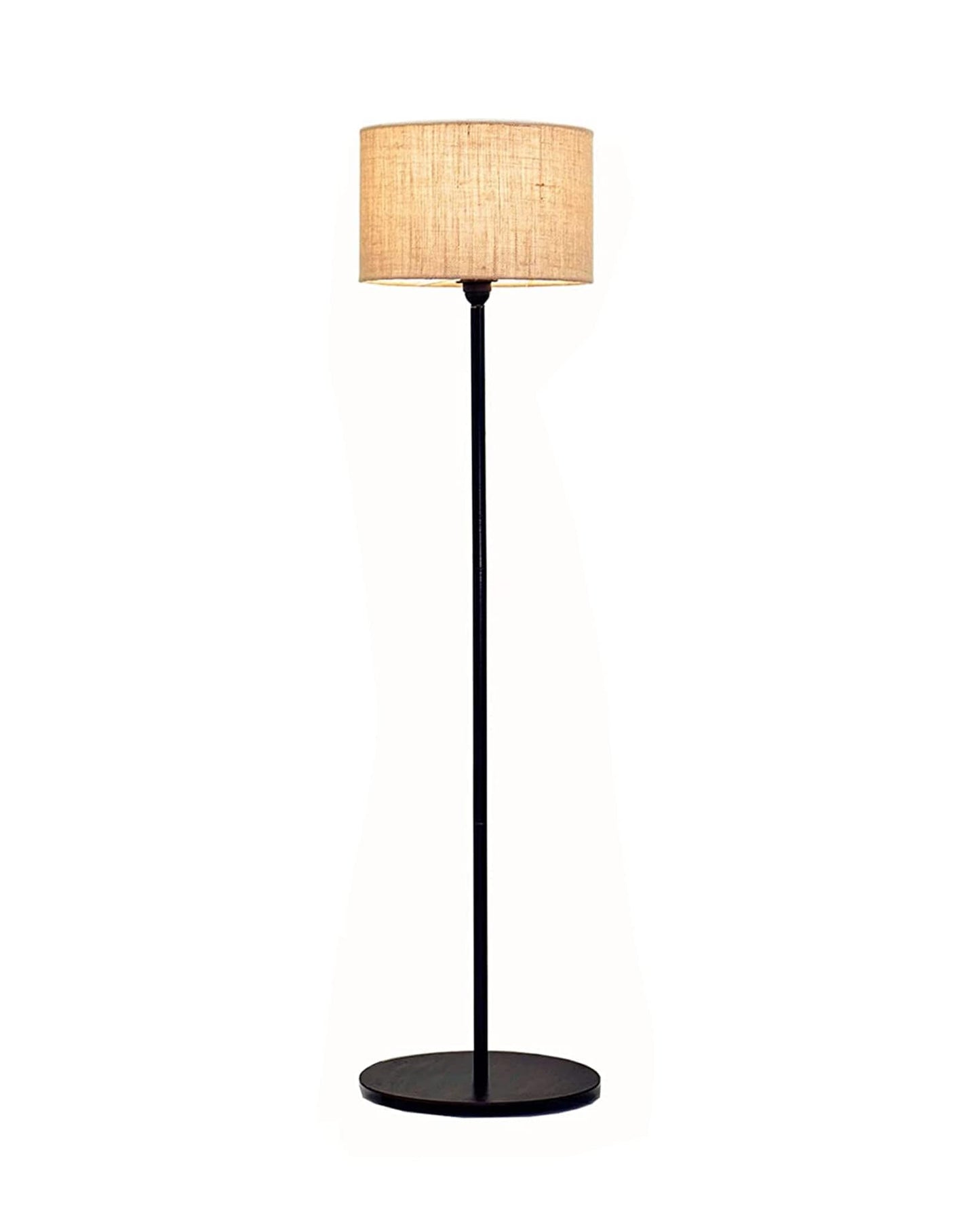 LED Floor Lamp with Wooden Base - Beige - 30x30x127cm - Modern Vintage Design