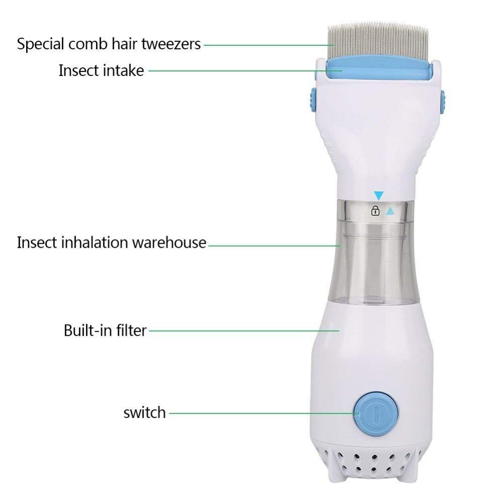 Electric Head Lice Comb with Vacuum – Chemical-Free Lice & Nit Remover for Kids & Adults