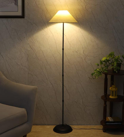 Foldable Metal Floor Lamp with Off-White Shade - 55 Inch - Blue