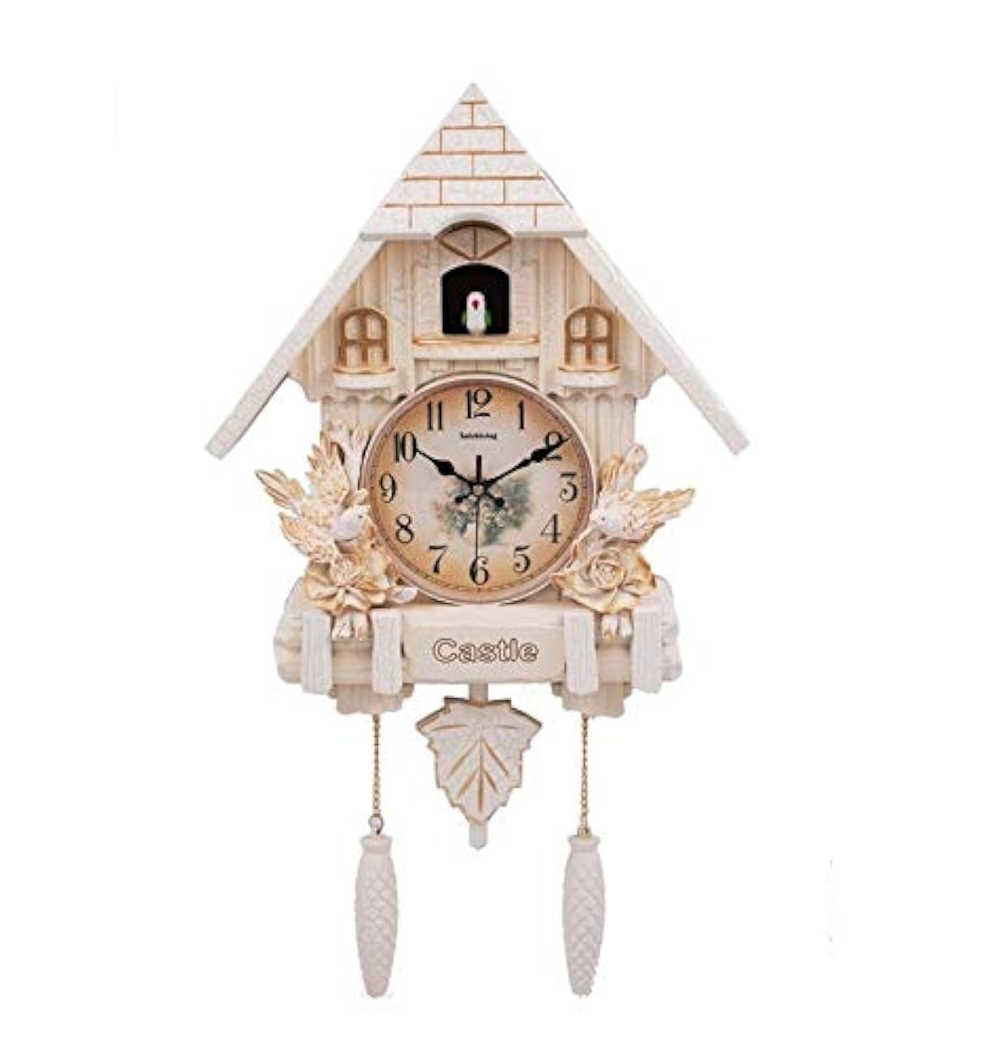 Plastic Cuckoo Living Bird Alarm Analog Wall Clock (Off-White, 65 cm x 16 cm x 37 cm)