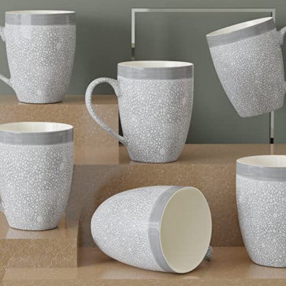 Coffee Mug Set of 6 - Ceramic - Grey - Microwave Safe