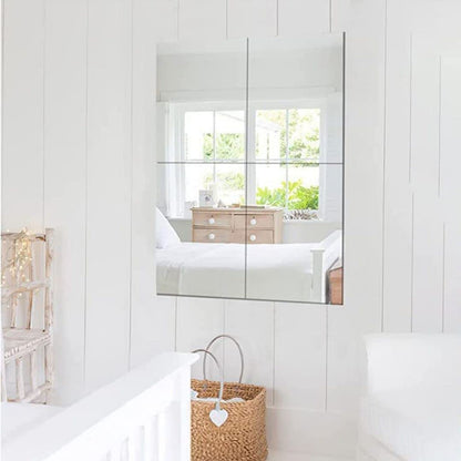 Acrylic Mirror Sticker Set - Modern Silver Design - 15x10cm - Self-Adhesive - Pack of 4