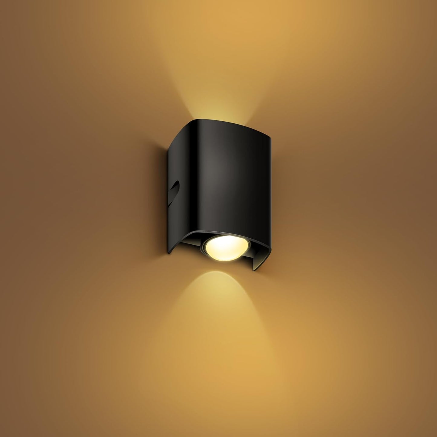 LED Wall Light - Modern Up & Down Design - Black Aluminium - 2 Watt - IP65 - Warm White 2700K