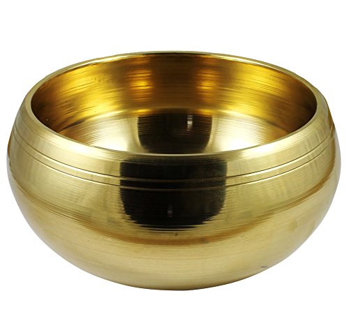 Singing Bowl Set - Hand-Painted Black with Gold Trim - 5 Inch Diameter - Includes Cushion & Mallet