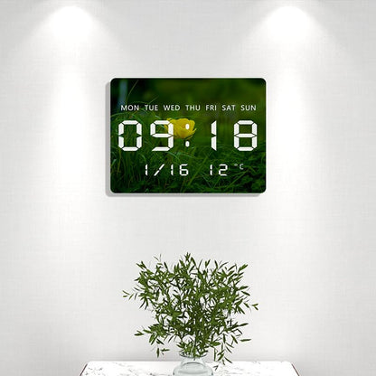 Digital Wall Clock with LED Display, USB Powered, 27x20cm, Grass Color