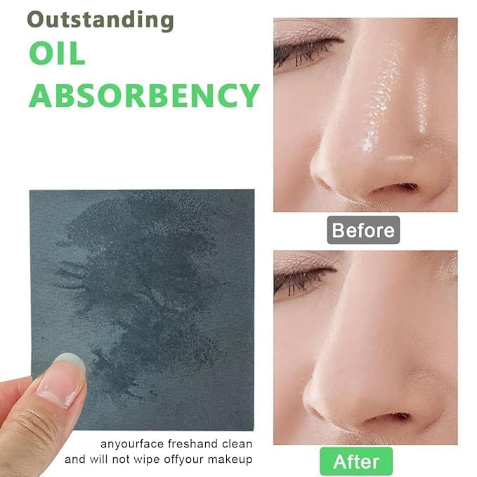 Charcoal Oil Blotting Sheets for Face - 100 Pack, Acne-Reducing