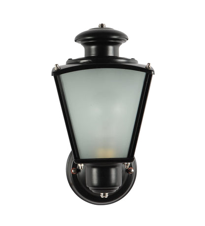 Traditional Outdoor Wall Light - Vertical Design - Metal & Frosted Glass - Black Finish - 14L x 14W x 22.9H CM