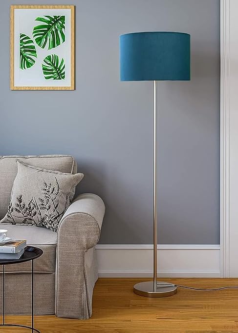 Floor Lamp Modern Taper Shade Blue Stainless Steel 12 Inches