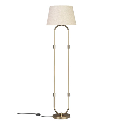 LED Floor Lamp Modern Design Brass Antique Finish 5Ft Height 16 Inches Diameter Off White Lampshade