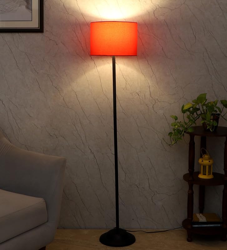 Foldable Floor Lamp with Red Shade - Metal - Height: 57 inches - Adjustable - Modern Design
