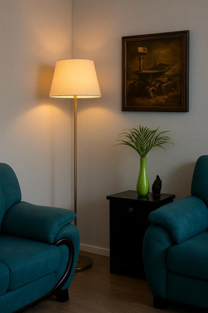 Modern Floor Lamp with Adjustable Height and Gold Finish - 12 Inches Shade, 54 Inch Height