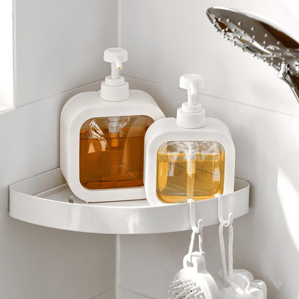 Soap Dispenser - Modern White Plastic - Refillable 10 Oz/17 Oz - Leak-Proof Pump - Eco-Friendly Design
