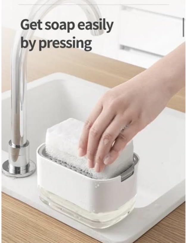 2-in-1 Soap Dispenser with Sponge Holder - Durable ABS Plastic - 400ml Capacity - Modern Design