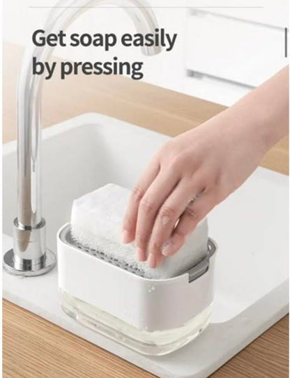 2-in-1 Soap Dispenser with Sponge Holder - Durable ABS Plastic - 400ml Capacity - Modern Design