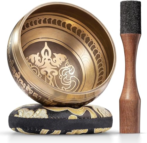 Tibetan Singing Bowl Set - Bronze - Mindfulness Meditation - 15 cm