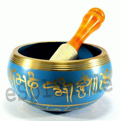 Singing Bowl 4 Inch Blue Metal Alloy Tibetan Meditation Instrument with Striker