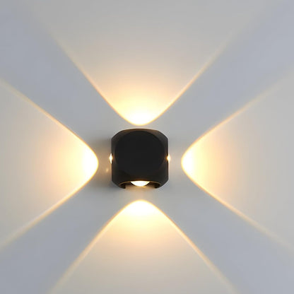 LED Wall Light 4 Way Outdoor Waterproof Black Aluminium 8 Watts