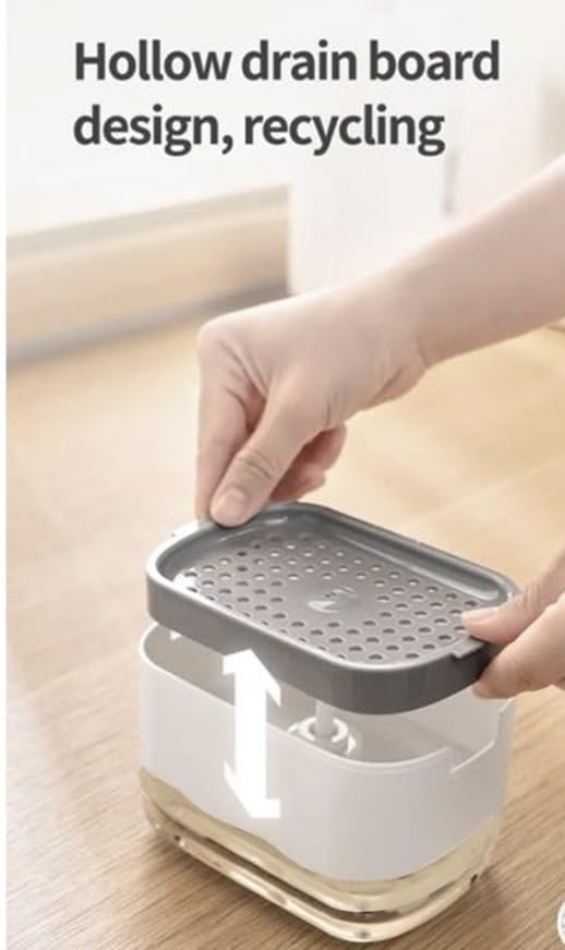 2-in-1 Soap Dispenser with Sponge Holder - Durable ABS Plastic - 400ml Capacity - Modern Design