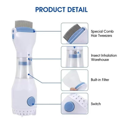 Electric Head Lice Comb with Vacuum – Chemical-Free Lice & Nit Remover for Kids & Adults