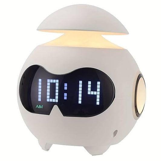 Digital Clock with Bluetooth Speaker | Smart Alarm with Speaker | Emoticon Design Smart Clock | Led Display Alarm Clock with Lamp | Compact Table Top Clock for Students use in Home