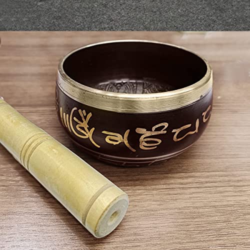 Singing Bowl Meditation 4 Inches Gold Metal with Wooden Stick - Calming Sound for Yoga and Healing