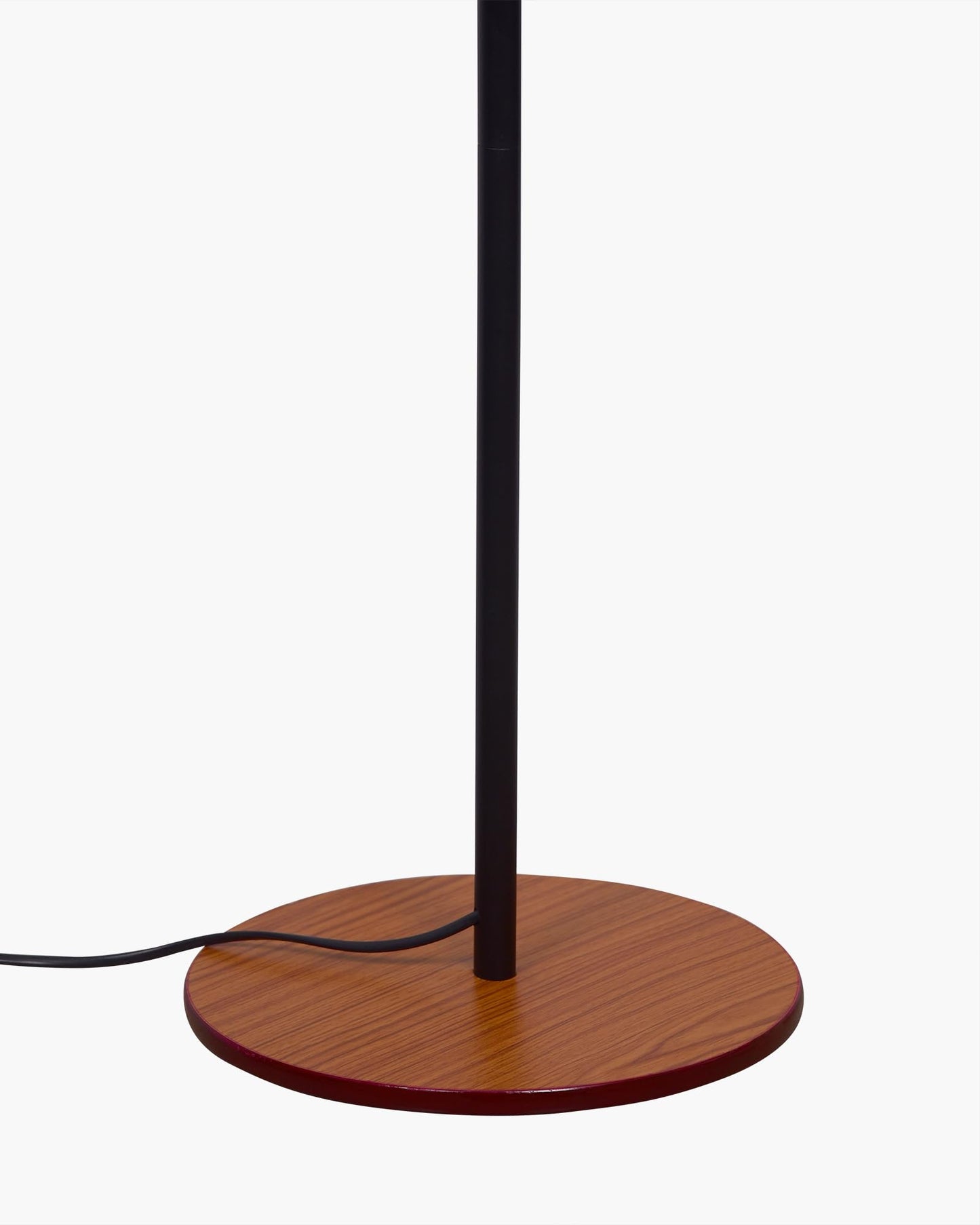 Modern Floor Lamp with Pleated Fabric Shade, Black Mild Steel & Wood Base, 127 cm Tall
