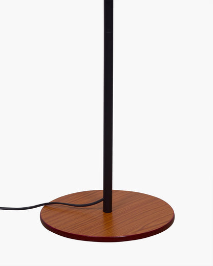 Modern Floor Lamp with Pleated Fabric Shade, Black Mild Steel & Wood Base, 127 cm Tall