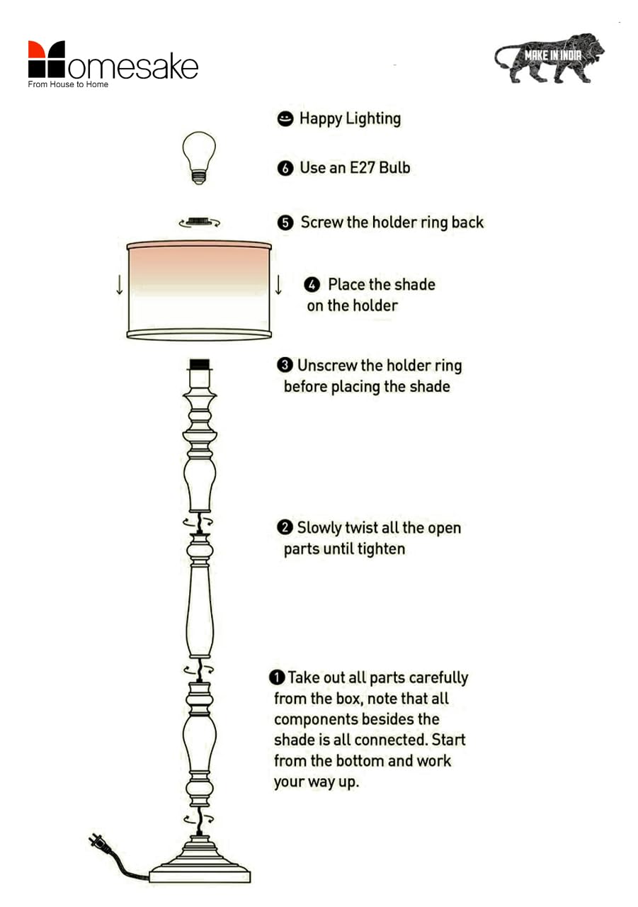 Wooden LED Floor Lamp with Spiral-Carved Design and Linen Shade - 142x30x27cm - Multicolor