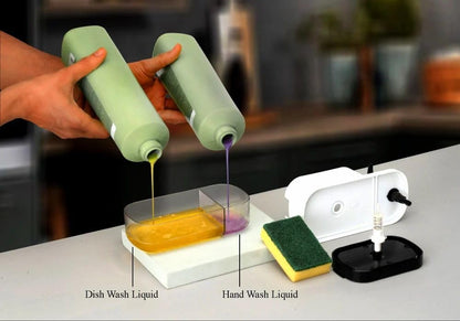 3-in-1 Soap Dispenser with Sponge Holder - Plastic - 19.5 cm x 10.25 cm x 9 cm - Multi-Color