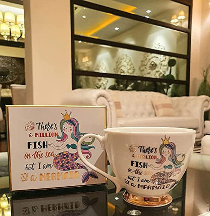 Ceramic Mermaid Coffee Mug with Unicorn Face Lid - 250ml