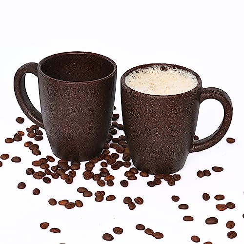 Coffee Mug Set of 2 | 300 ml | Earth-Friendly Rice Husk & Bamboo Fibers | Matte Finish | Microwave Safe