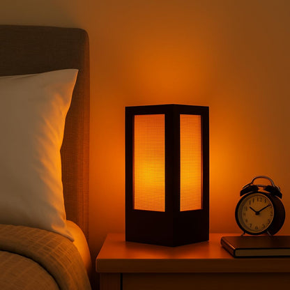 Handcrafted Wooden Table Lamp with Natural Jute Shade - Black Finish - 5 x 5 x 11 inches